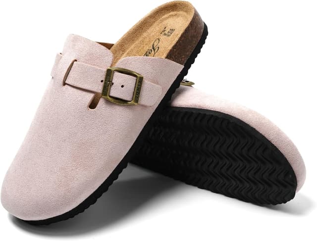 Detalle de JOMIX Sabot da donna eleganti in eco-pelle scamosciata con punta chiusa e suola in sughero MD2438