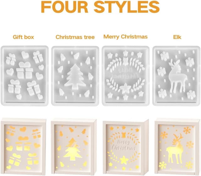 Detalle 2 de OneNine Silikonformen Gießformen Weihnachten (5-teilig) für Kerzen, Anhänger & mehr in Geschenkbox