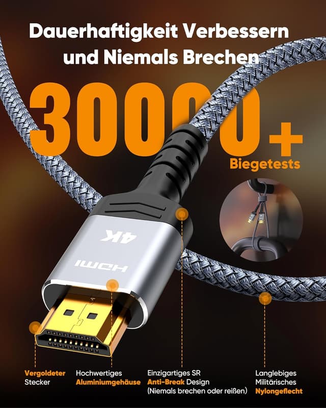 Thumbnail 4 de SNOWKIDS 4K HDMI Kabel 1m HDMI-Kabel 4K@60Hz