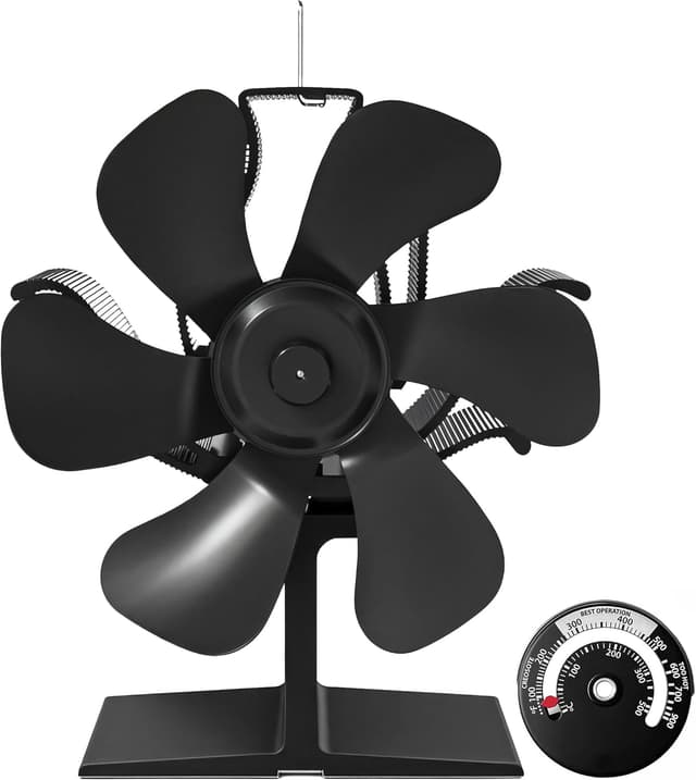 Imagen de TITECK 6-Blade Log Burner Fan with Thermometer en OfertitasTOP