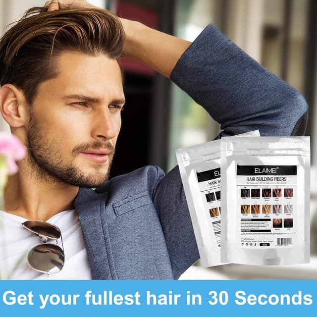 Detalle 2 de IKZEE Fibre per capelli nere (Nero) 50 g: fibre per correggere diradamento e zone calve