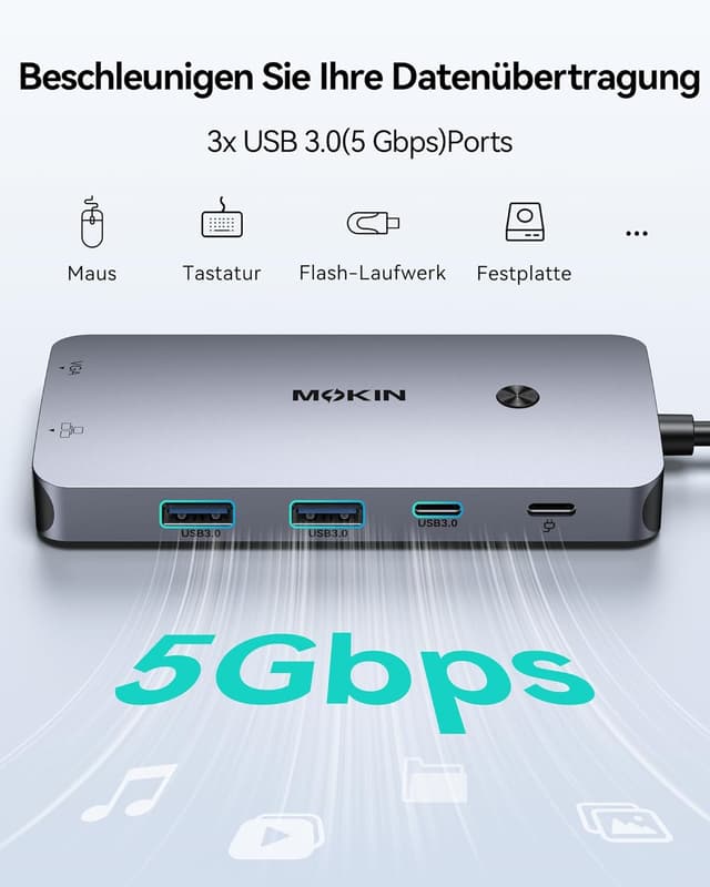 Thumbnail 5 de MOKiN USB C Docking Station Tripe Display 9 in 1