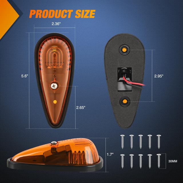 Detalle de Nilight Cab Roof Marker Light (5-Pack) Amber Teardrop Waterproof Clearance Indicator