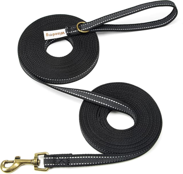 Detalle de Wisedog Black 3m Reflective Long Line Dog Lead with Non-Slip Rubber Grips