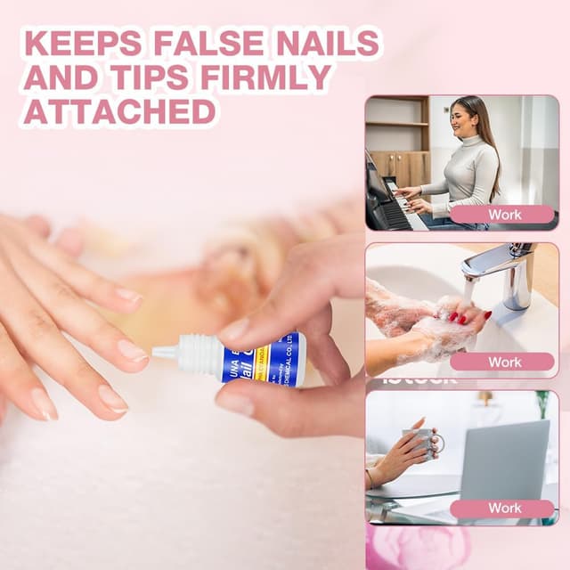 Detalle 1 de Colle à ongles gel pour Nail Art strass 3×10 g (avec colle extra forte, séchage rapide)
