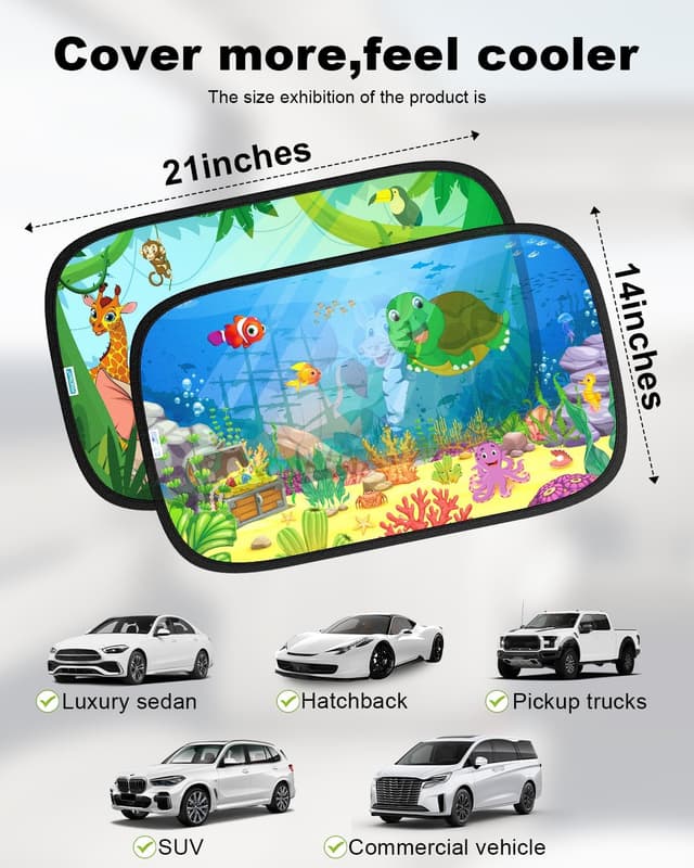 Thumbnail 6 de PEMOTech Auto Sonnenschutz Baby 2026 Upgrade für Heck- und Seitenscheibe (2 Stück) mit Saugnäpfen, UPF50+