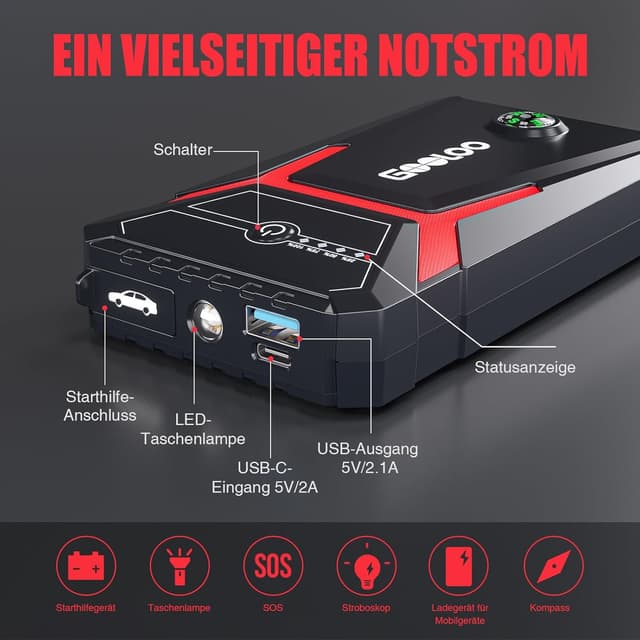 Detalle de GOOLOO GE1500 Starthilfe 1500A