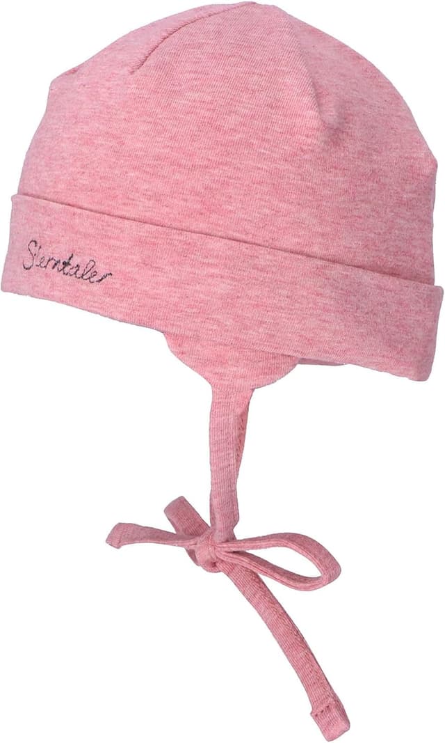 Detalle de Sterntaler OCS Beanie mit Umschlag – Bio-Melange-Mütze mit Ohrenklappen und Bindeband für Babys