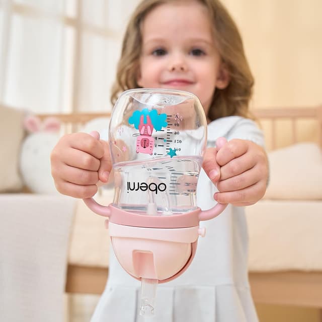 Thumbnail 6 de Oberni Tritan Sippy Cup 270ml / 9oz (Green) – Weighted Straw, Leak-Proof Spout, 3-Pack