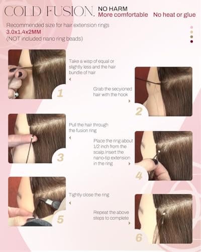 Detalle 2 de Moresoo Nano Ring Extensions 50 mèche ⚙