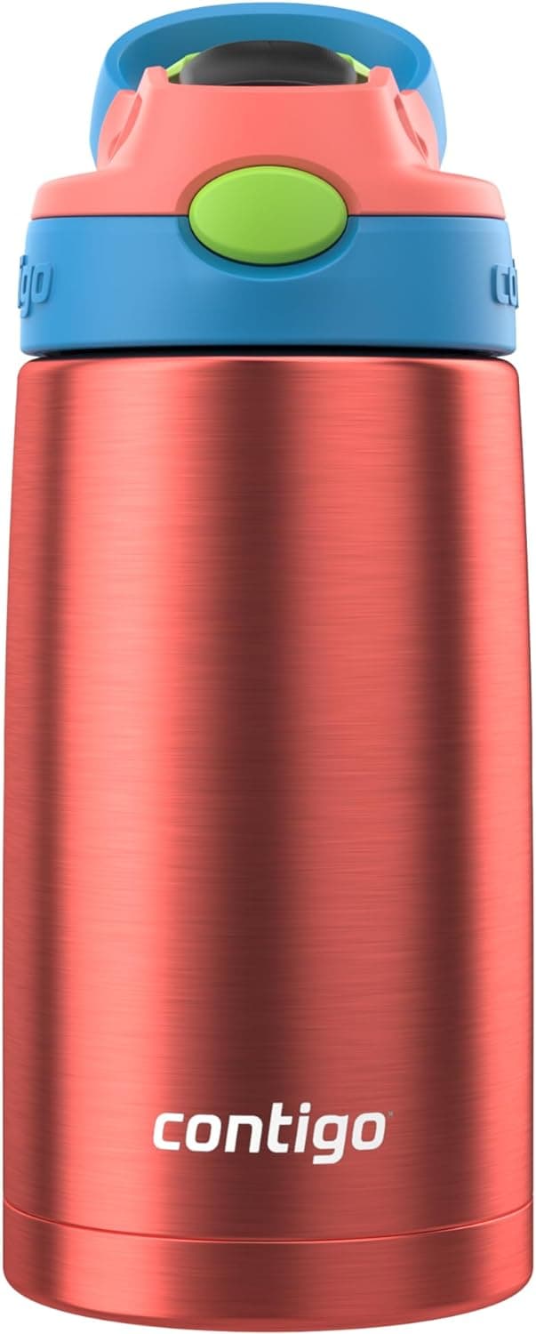 Detalle de Contigo AUTOSPOUT Water Bottle (13 oz) in Coral Blue/Poppy