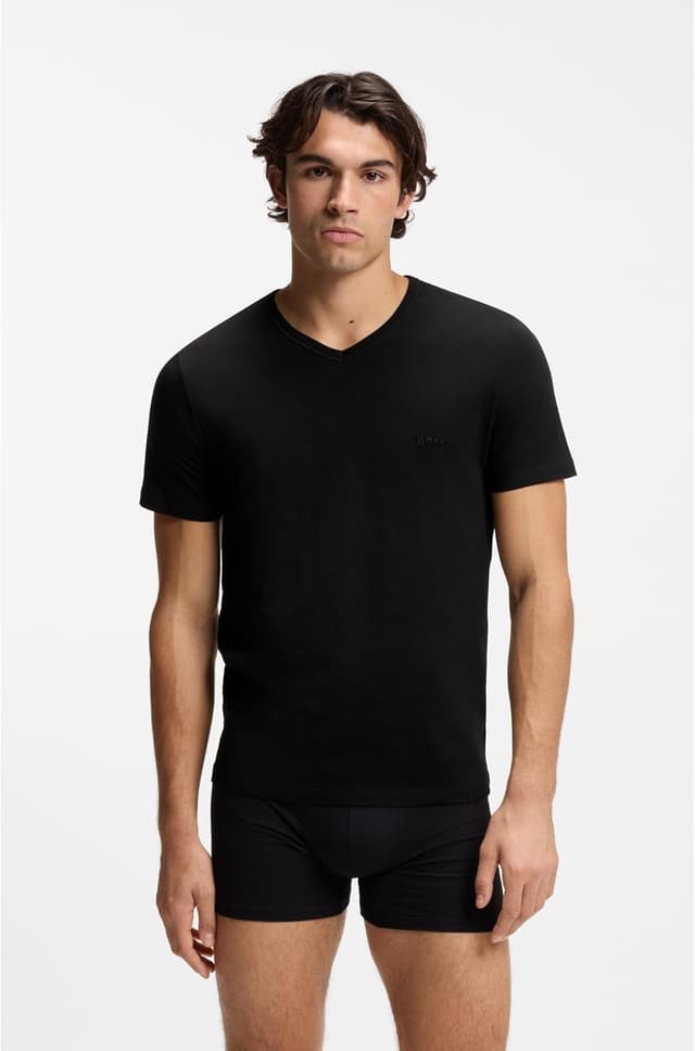 Detalle 2 de BOSS Herren T-Shirt VN 3er-Pack im Regular Fit – Logo-Stickerei, weich & atmungsaktiv