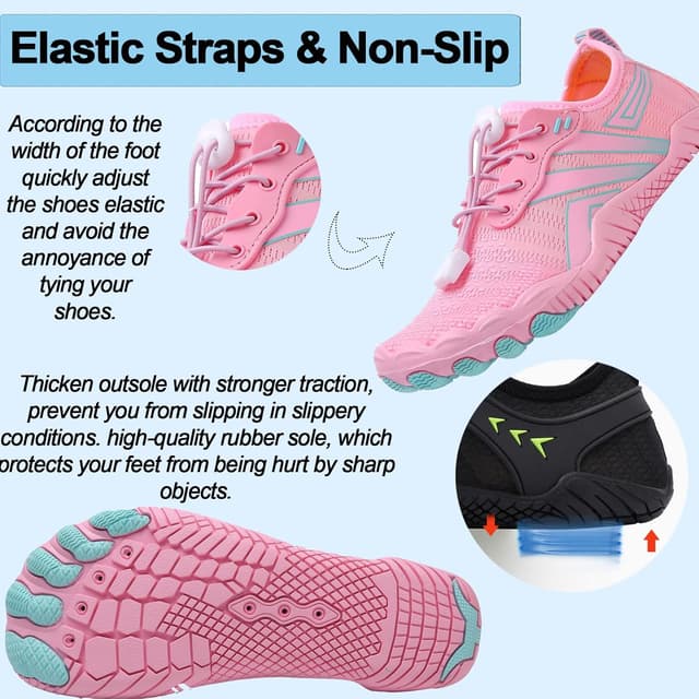 Detalle de Quick Dry Barefoot Aqua Shoes for Men & Women – beach, pool, swim, surf & diving