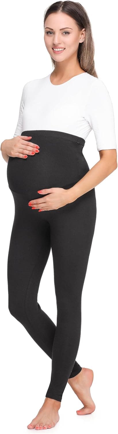 Detalle 2 de Be Mammy Umstandsleggings BE20-257 – lange Schwangerschaftsleggings mit hohem Bund