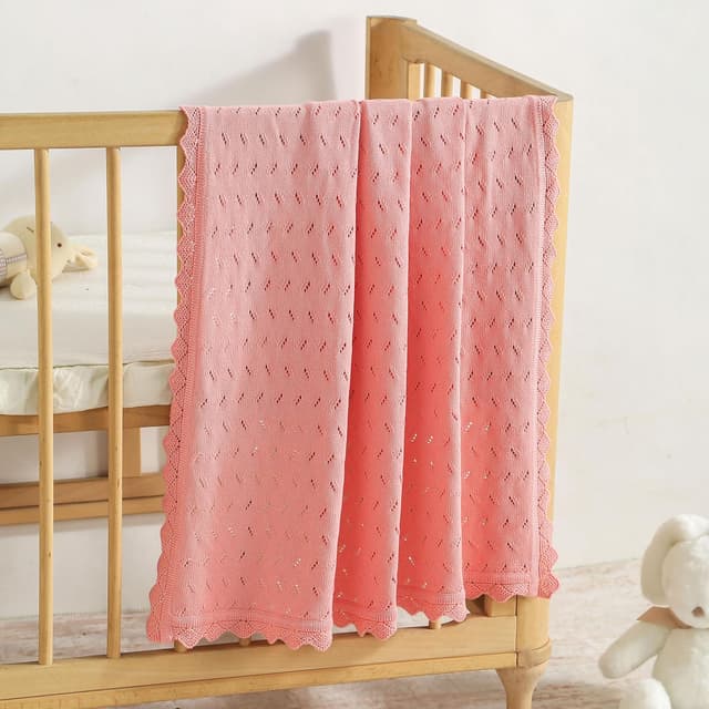 Detalle de Loyfoky Baby Cellular 100% Cotton Breathable Blanket (100 x 80cm) – Pink