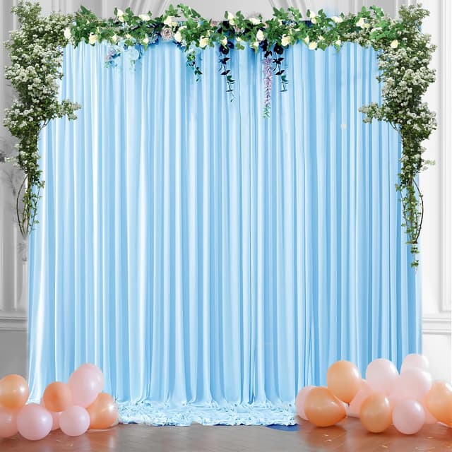 Detalle 2 de 3 x 3 Meter Champagner-Hintergrundvorhänge (2 Platten à 1,5 × 3 m) aus Polyester – knitterarm für Hochzeit, Party & Fotos