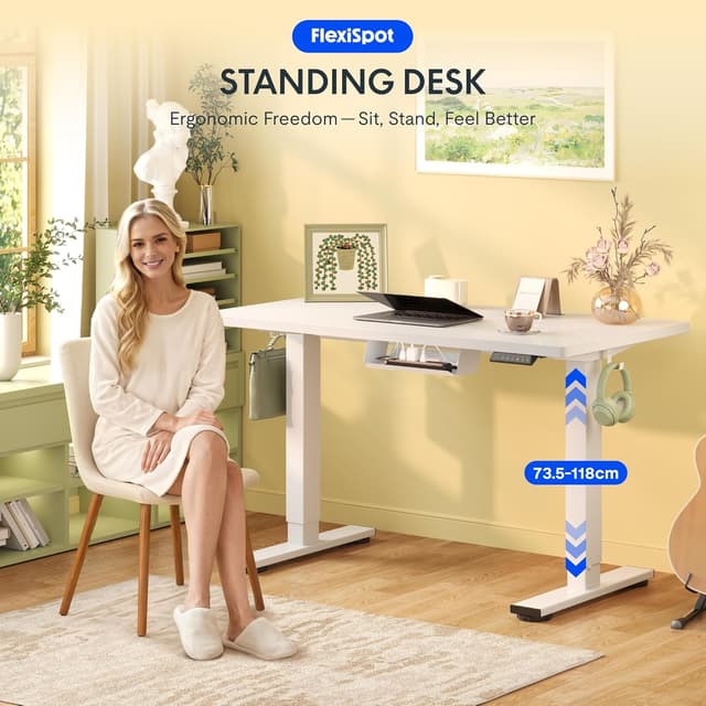 Detalle de FLEXISPOT Bureau Assis-Debout électrique réglable en hauteur avec commande digitale et système anti-collision