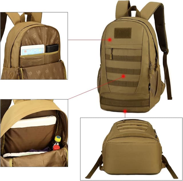 Detalle de 26-Liter taktischer Rucksack für Herren mit MOLLE-System – Mini-Tagesrucksack für Outdoor, Trekking & Reisen