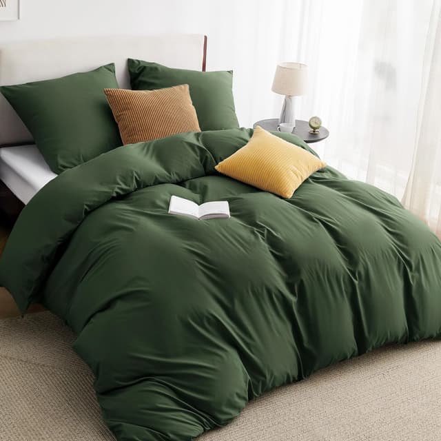 Detalle de BEDSURE Bettwäsche 200x200 Grauolivgrün