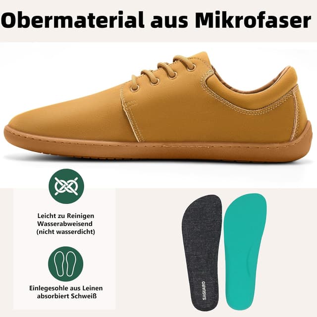 Detalle de SAGUARO Noble II Barfußschuhe für Herren mit breiter Zehenbox und Zero-Drop Sohle (Leicht, rutschfest) – Noble II, Gr. 36–48