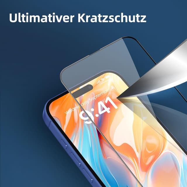Detalle de NEW'C 3er Set Full Screen Panzerglas für iPhone 16 & iPhone 15 (6,1 Zoll) – Auto-Installation, 9H