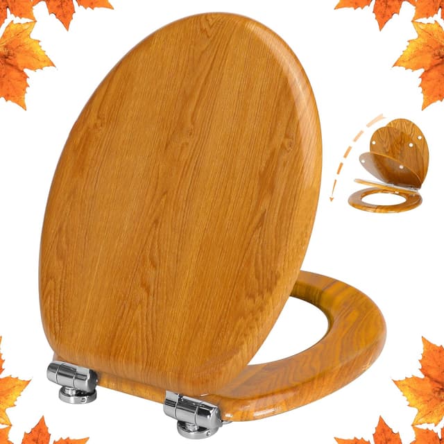 Thumbnail 6 de Angel Shield Antibacterial Wooden Soft Close Toilet Seat with Quick Release Adjustable Hinges Toilet Seat Easy Clean and Assembly for Bathroom 45 x 37 x 5.6 cm (Solid Oak)
Angel Shield Antibacterial Wooden Soft Close Toilet…