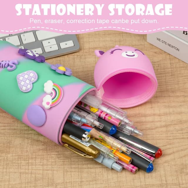 Detalle 2 de Vicloon Astuccio telescopico in silicone 2 in 1 con cerniera, unicorno