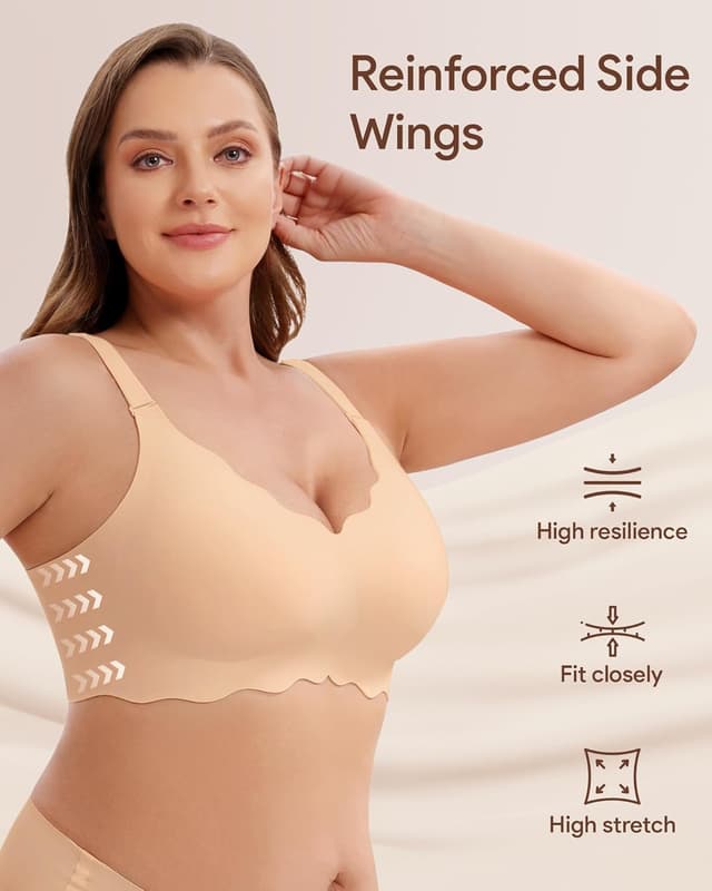 Detalle de Angelhood Seamless Jelly Push Up Wireless Bra (V-Neck, No Underwire)