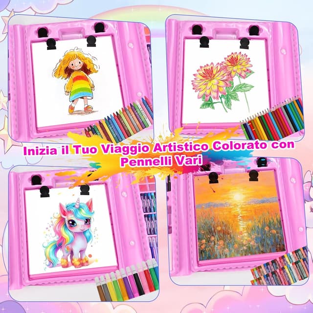 Thumbnail 3 de GOLDGE 230 pezzi valigetta colori per bambini con tavolo da disegno, kit creativo per 4-12 anni (unicorn)