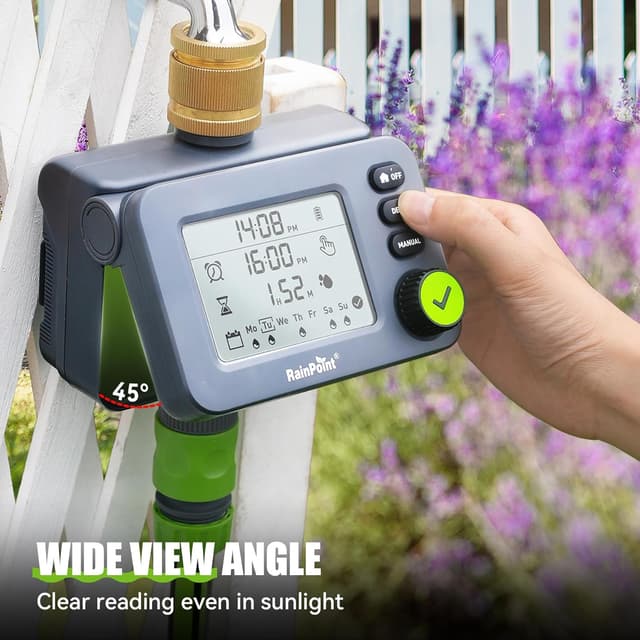 Detalle de RAINPOINT centralina irrigazione con ritardo pioggia, timer automatico/manuale e display LCD inclinabile (IP54)
