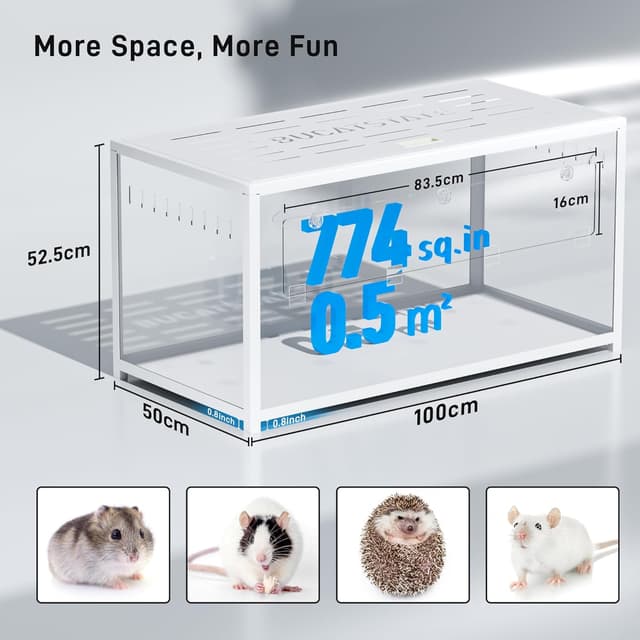 Detalle de BUCATSTATE Hamsterkäfig Metall 2,0, stapelbar mit Doppeltür – 100 × 50 × 52,5 cm (ca. 0,5 m²), Weiß