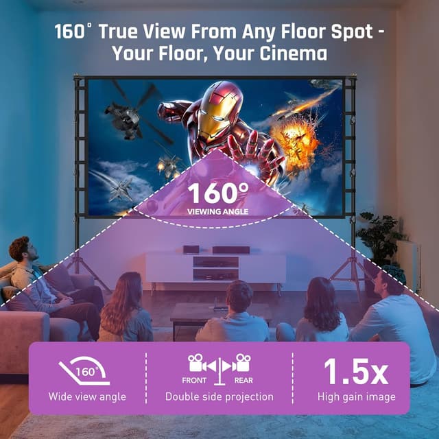 Detalle de LEORFI telo schermo proiettore portatile 120 pollici 16:9 con treppiede, borsa e supporto regolabile