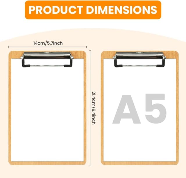 Detalle de OFFCUP lot de 5 porte-blocs A5 avec pince en bois et clip métallique
