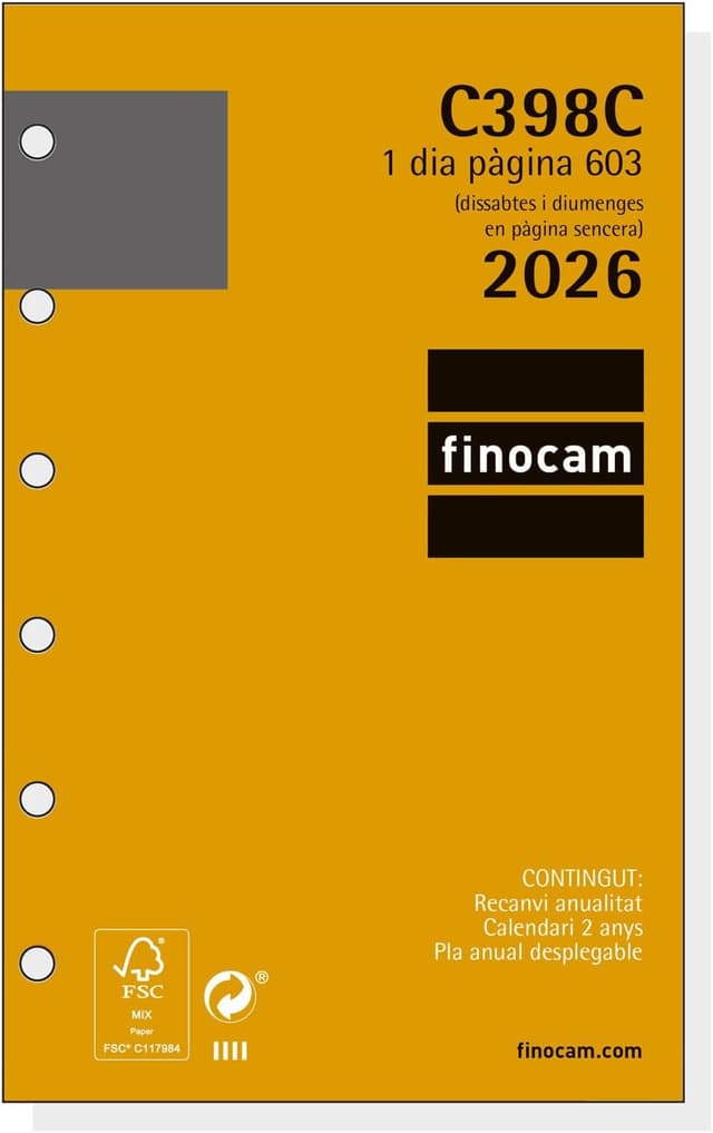 Thumbnail 4 de Finocam Recambio agenda Classic 2026 1 Día