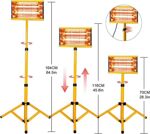 Detalle de DATOUBOSS lampada a infrarossi 2000W per polimerizzazione e asciugatura della vernice auto con staffa telescopica