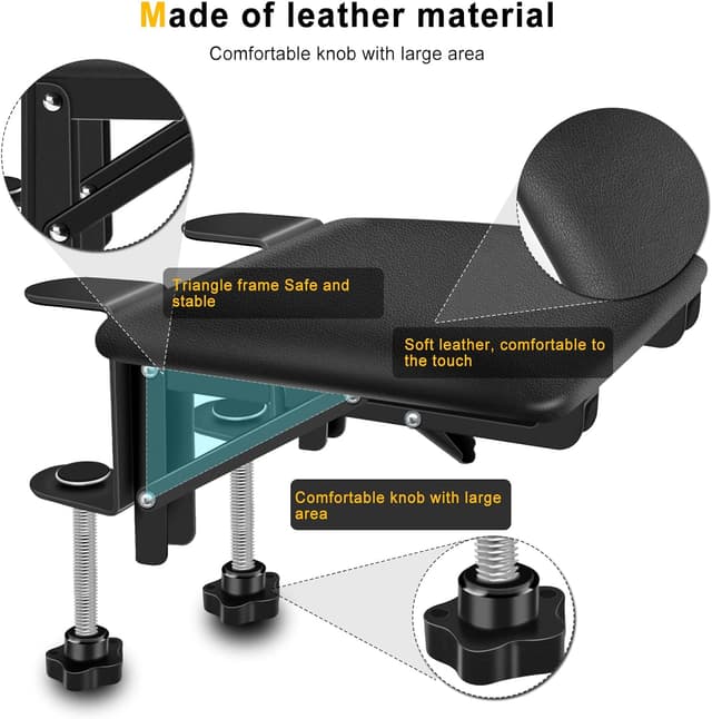 Detalle 2 de Giecy Extension de repose-bras pour bureau d’ordinateur : accoudoir rembourré pliable