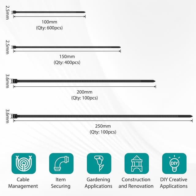 Detalle 2 de Jokisa bridas de plástico 1200 piezas