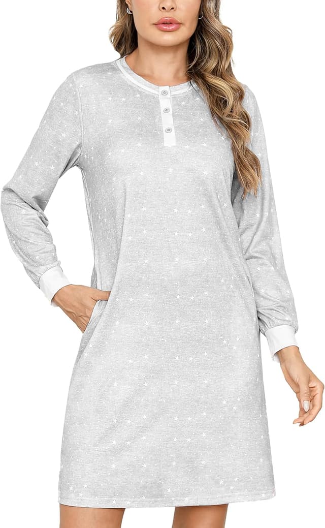 Imagen de Jahetuul Camisón Mujer Algodón Estrellas en OfertitasTOP