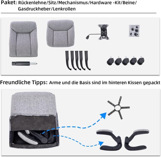 Detalle 2 de MZLEE Ergonomischer Bürostuhl 150 kg