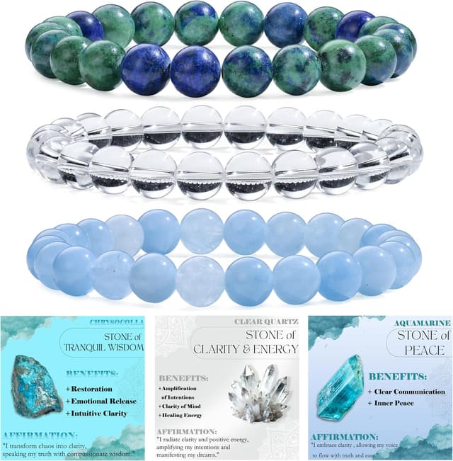 Thumbnail 6 de Bivei 3-teiliges Perlenarmband mit Natursteinen (Ojo de Tigre & Picasso-Jaspis) für Damen – handgefertigt