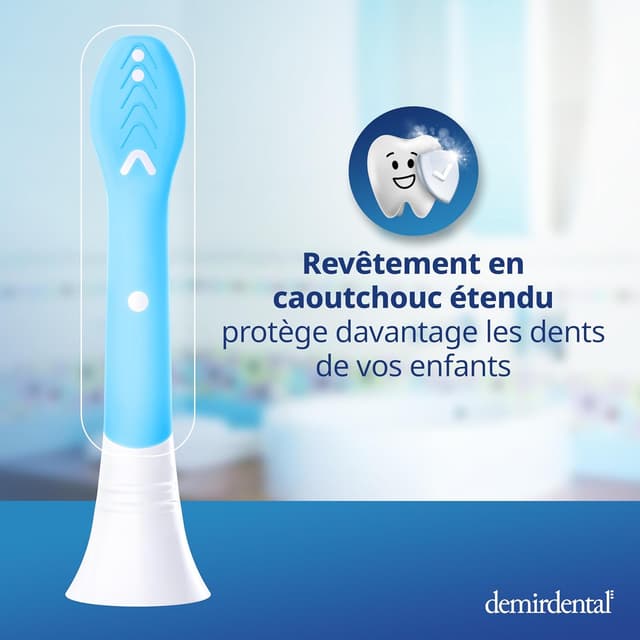 Detalle de Têtes de brosse demirdental pour Philips Sonicare Kids (3 à 6 ans) – Compact Mini, lot de 8, bleu clair
