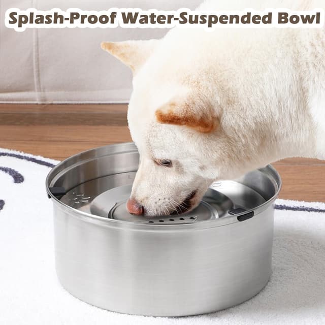 Thumbnail 6 de CAISHOW 3L/106 oz No-Spill Stainless Steel Dog Water Bowl with Slow Feeder