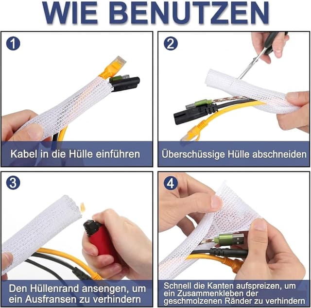 Detalle de Hocerlu Flexibler Kabelkanal 16 mm, 3 m – selbstschließend, zuschneidbar (weiß)