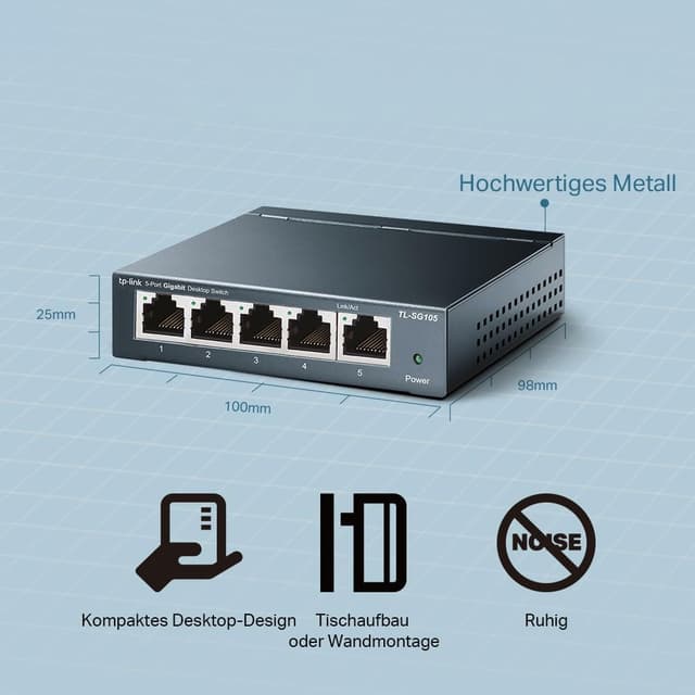 Detalle de TP-Link TL‑SG105 5‑Port Gigabit Switch, unmanaged 📡