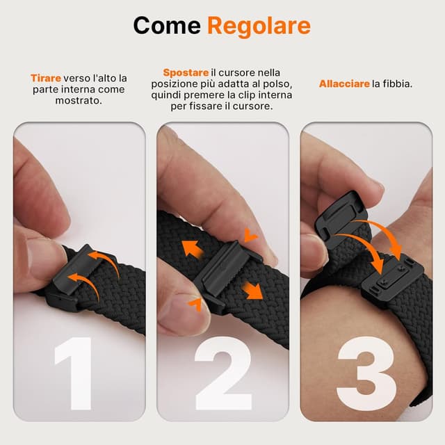 Detalle de Fullmosa Cinturino intrecciato in nylon elastico per Apple Watch (compatibile 44/46/42/49/41/40 mm) con chiusura magnetica