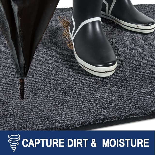 Detalle de FCSDETAIL Dirt Trapper Indoor Door Mat 60 x 90 cm – Machine washable non-slip entrance rug