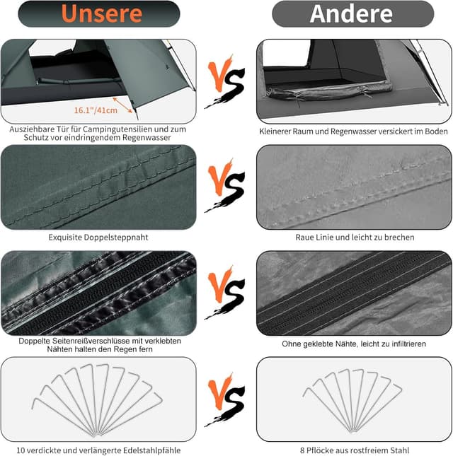 Detalle 1 de 3-Personen Campingzelt Instant Pop Up 4,24 kg