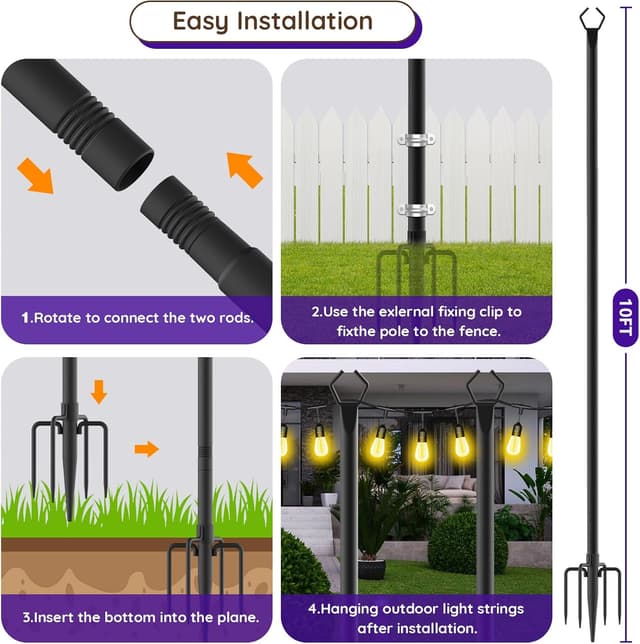 Thumbnail 6 de 3M string light pole set, 10 ft max