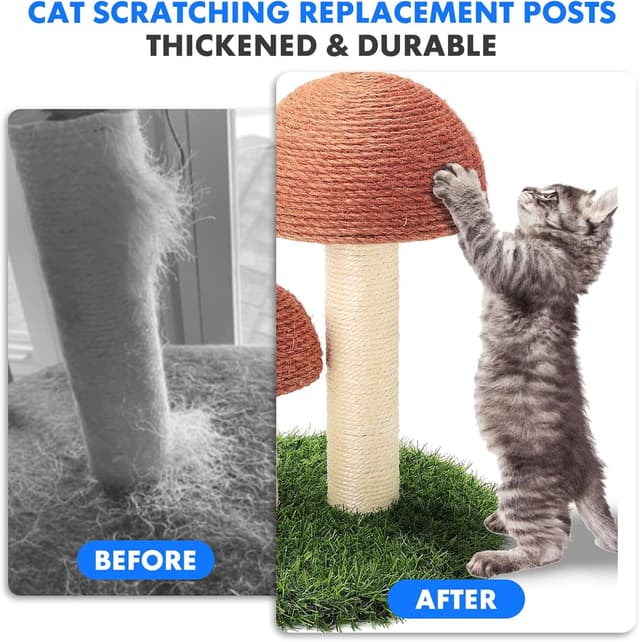 Detalle 2 de Pinkgarden Thick Natural Sisal Cat Scratching Post Refill (2 Pack) – 15.7in Length, 4.5in Thick