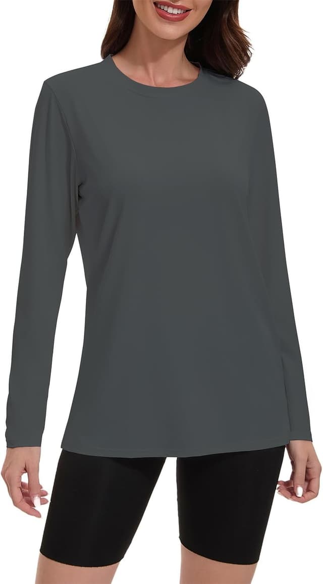 Detalle de Suncife Women Long Sleeve Workout Tops – breathable, quick-drying yoga gym shirts